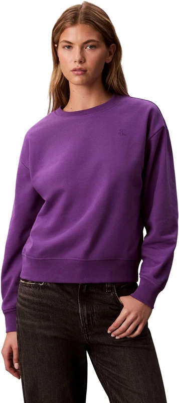 Calvin Klein Women’s Archive Logo French Terry Crew Neck Sweatshirt, Purple (Smokey Shadow), S