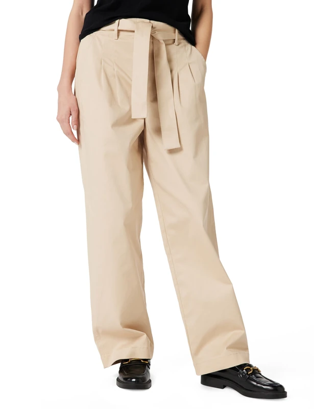 Calvin Klein Jeans Women's Cotton Twill Belted Trouser LV044D639G Casual Pants, Brown (Charming Khaki), M