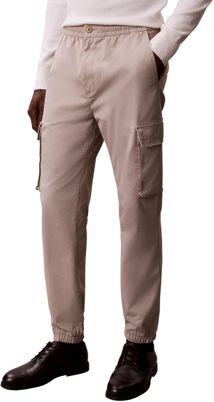 Calvin Klein Men’s Comfort Cotton Skinny Fit Cargo Trousers, Beige (Vintage Khaki), XXL