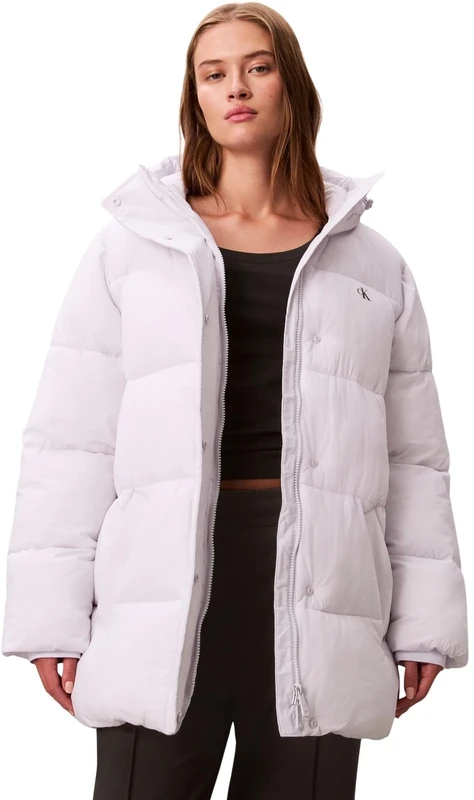Calvin Klein Women’s Belted Mid Weight Puffer Jacket, Purple (Lacey Lilac), S