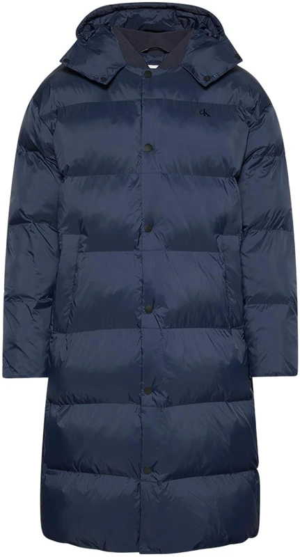 Calvin Klein Jeans Men's LS LONG LENGTH HOODED NYLON PUFF LV04RD518G Coats, Blue (Dark Sapphire), S