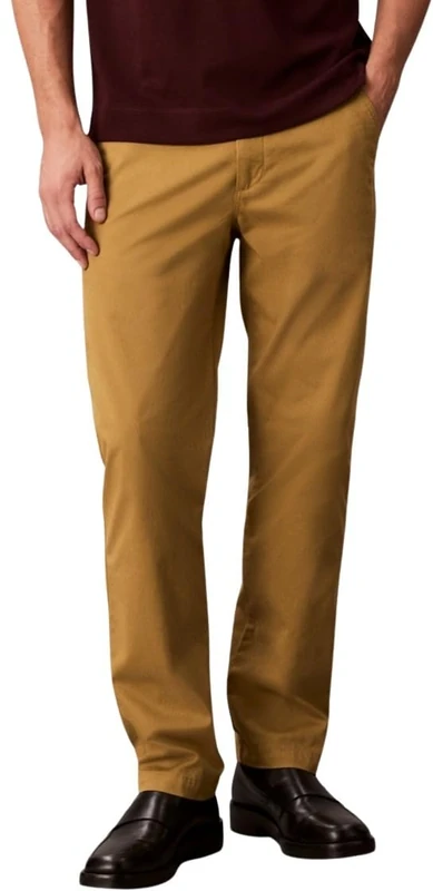 Calvin Klein Men’s Signature Slim Fit Cotton Chinos, Beige (Cedar), 30W/34L