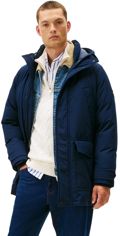 Tommy Hilfiger Men’s Rockie Down Parka with Hood, Blue (Desert Sky), XL