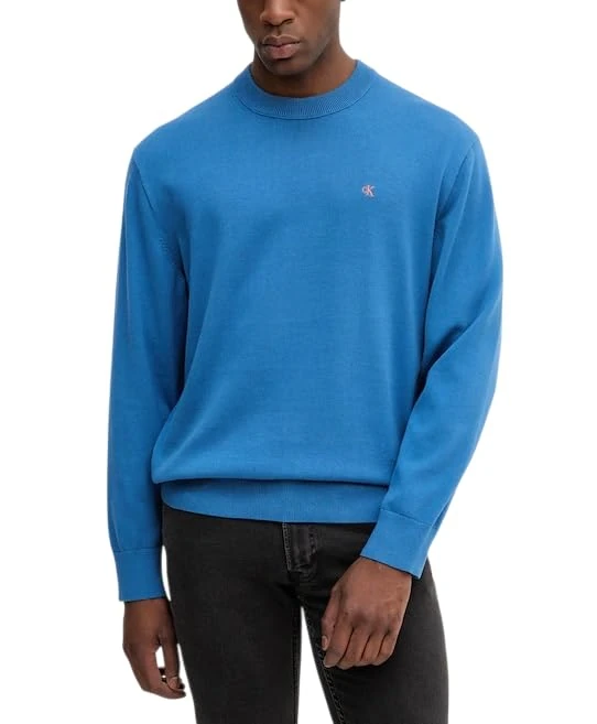 Calvin Klein Jeans Men's LS EZ Cotton CREWNK Sweater 12GG LV04RC309G Sweaters, Blue (Dark Sapphire), XXL