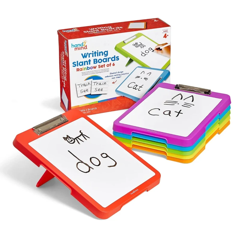 Learning Resources Writing Slant Boards Set of 6, Dry Erase Clipboard, Reusable Handwriting Practise for Kids, Lear to Write, Letter Writing, Teacher Supplies for The Classroom Ages 4 5 6+