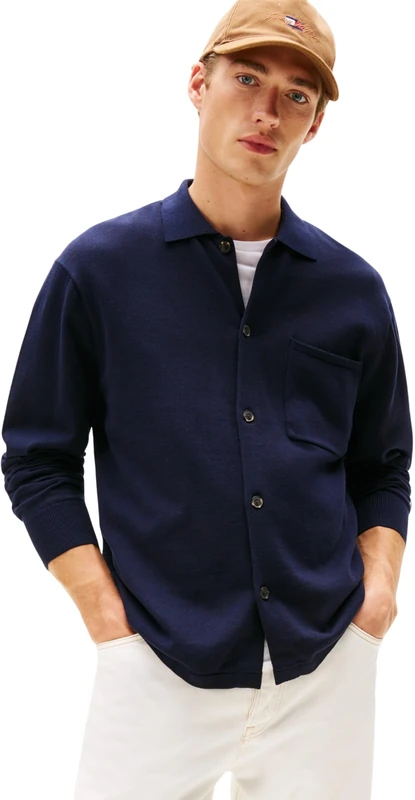 Tommy Hilfiger Men's Essential Cotton Overshirt, Blue (Desert Sky), XS