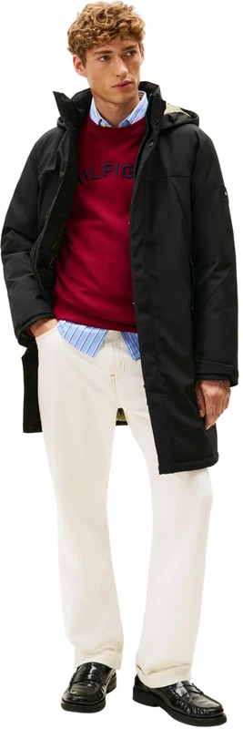 Tommy Hilfiger Men’s Tech Padded Parka with Hood, Black (Black), XL