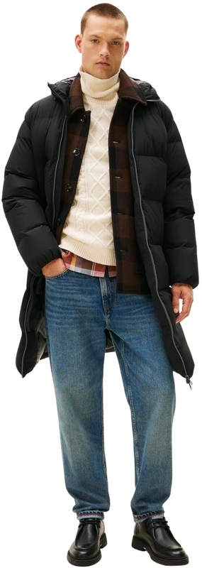 Tommy Hilfiger Men’s Down Quilted Parka, Black (Black), L