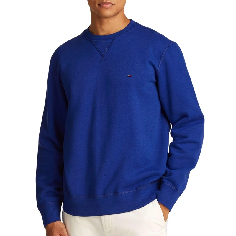 Tommy Hilfiger Men’s Seasonal Fleece Round Neck Sweatshirt, Blue (Wedge Blue), XXL