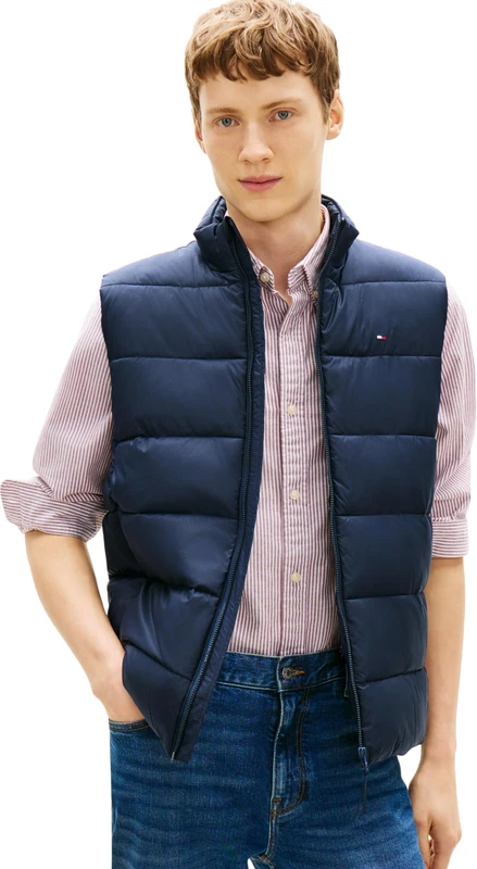 Tommy Hilfiger Men’s Down Gilet with Stand Collar, Blue (Desert Sky), XXL