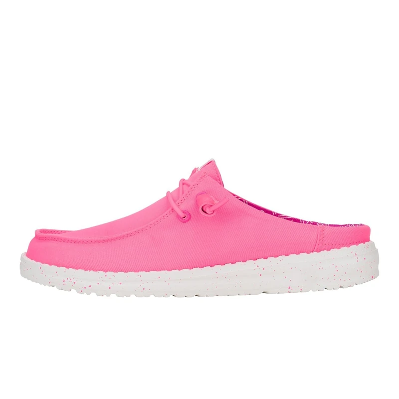 HEYDUDE Wendy Slip Stretch Canvas, Women's Slipper Mule Shoes, Neon Pink, 4 UK