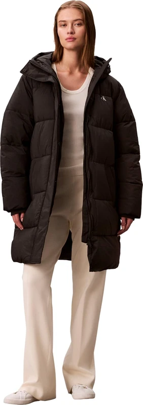 Calvin Klein Women’s Belted Mid Weight Long Down Coat, Black (Black), 2XS