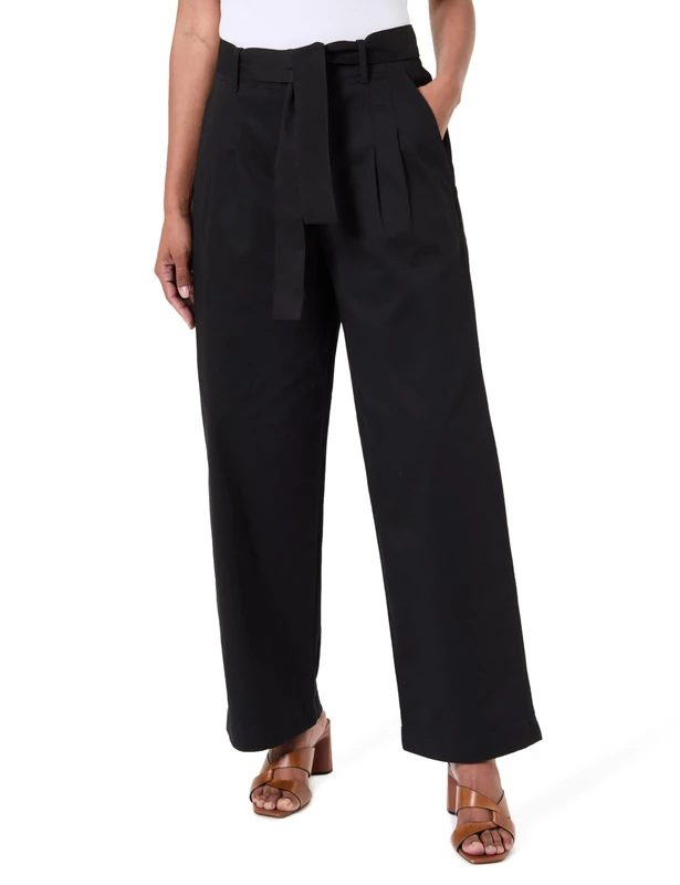Calvin Klein Jeans Women's Cotton Twill Belted Trouser LV044D639G Casual Pants, Black (Black), XL