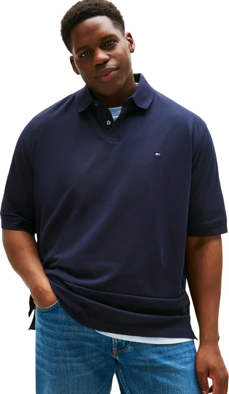Tommy Hilfiger Men's BT -1985 Regular Polo -B MW0MW41264 S/S Polo, Blue, XXL - Image 1