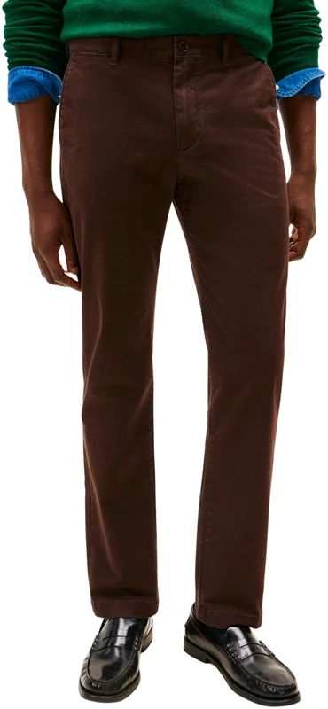 Tommy Hilfiger Men's Core Denton Essential Twill Straight Fit Chinos, Brown (Dark Brown), 28W/30L
