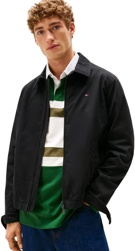 Tommy Hilfiger Men’s Classic Ivy Transitional Jacket with Zip, Black (Black), S