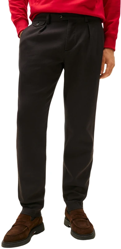 Tommy Hilfiger Men's Harlem Brushed Twill Tapered Fit Trousers, Black (Black), 30W/34L