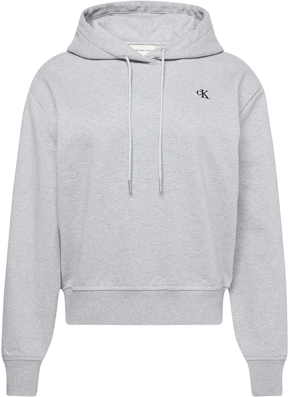 Calvin Klein Women’s Monogram Terry Hoodie with Logo, Grey (Heroic Grey Htr), M