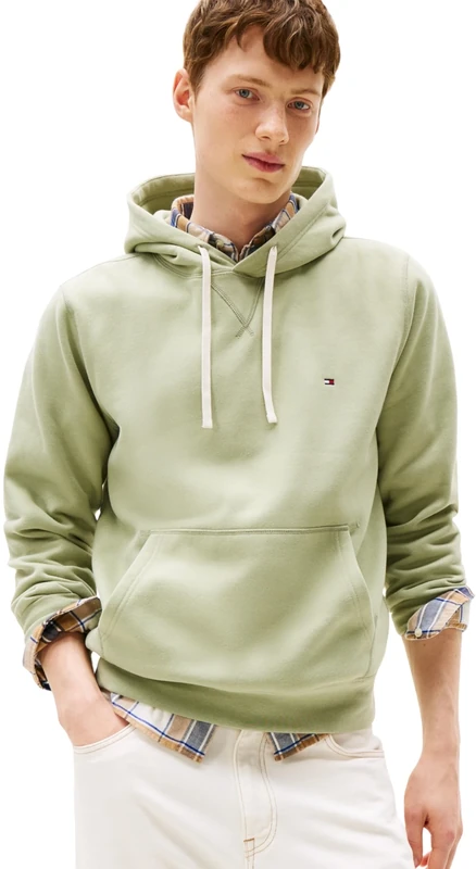 Tommy Hilfiger Men’s Seasonal Fleece Hoodie with Kangaroo Pocket, Green (Earth Sage), L