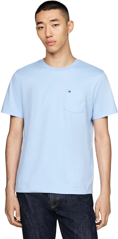 Tommy Hilfiger Men’s Short Sleeve Essential T-Shirt with Chest Pocket, Blue (Vessel Blue), XXL