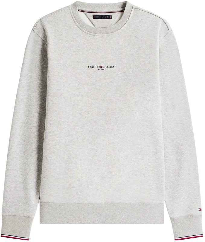 Tommy Hilfiger Men’s Tipped Round Neck Sweatshirt, Grey (Light Grey Heather), S