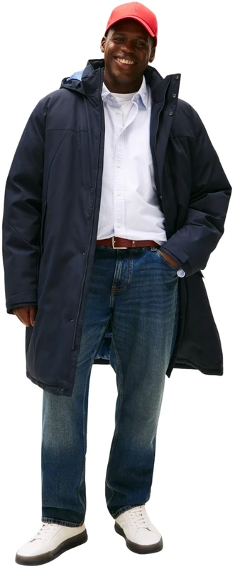 Tommy Hilfiger Men’s Tech Padded Parka with Hood, Blue (Desert Sky), 2XL