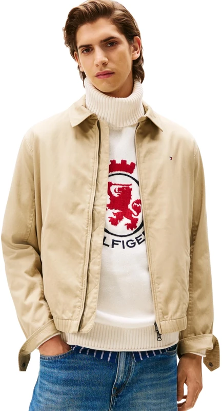 Tommy Hilfiger Men’s Classic Ivy Transitional Jacket with Zip, Beige (Surplus Khaki), XXL