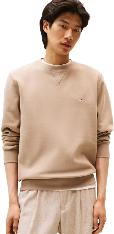 Tommy Hilfiger Men’s Seasonal Fleece Round Neck Sweatshirt, Beige (Coastal Taupe), XXL