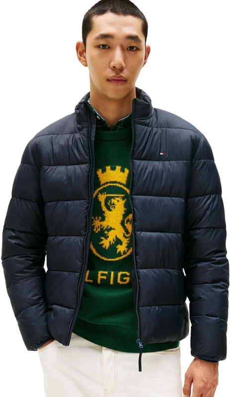 Tommy Hilfiger Men’s New Mid Weight Puffer Jacket with Stand Collar, Blue (Desert Sky), XXL