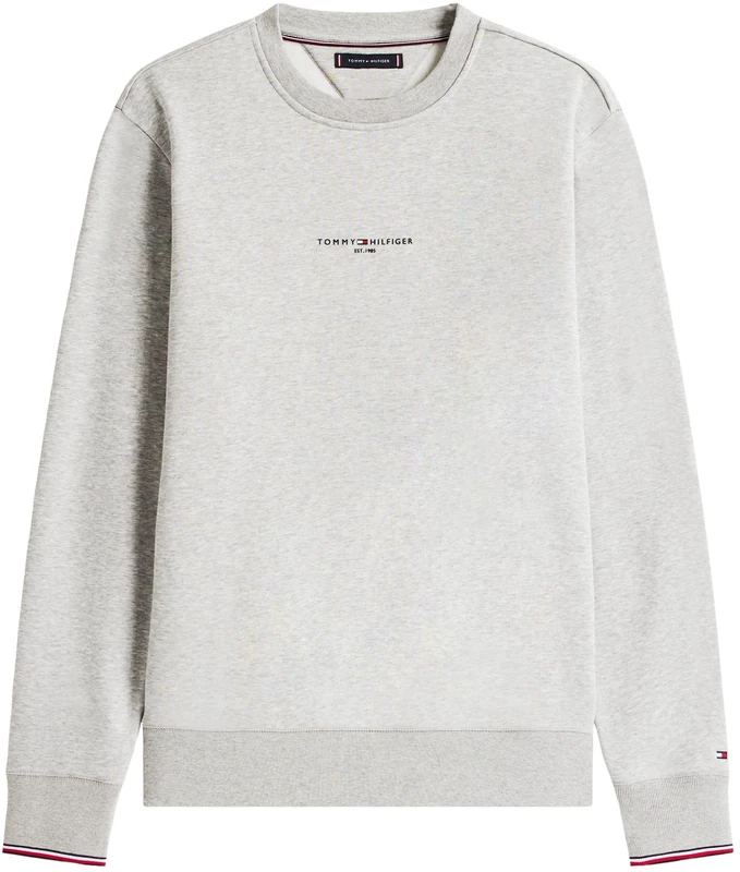 Tommy Hilfiger Men’s Tipped Round Neck Sweatshirt, Grey (Light Grey Heather), XXXL
