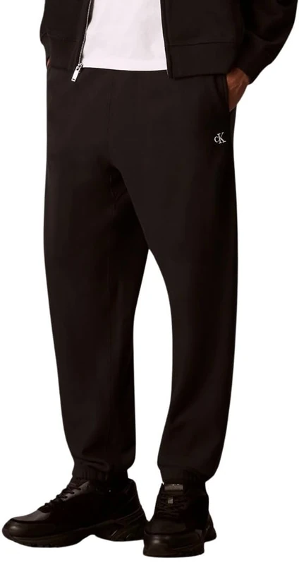 Calvin Klein Men’s Terry Monogram Jogging Bottoms with Back Pocket, Black (Black), XS