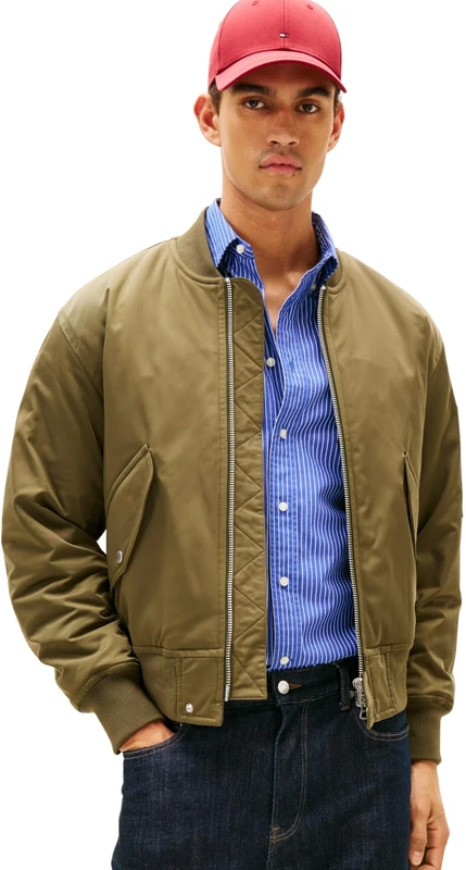 Tommy Hilfiger Men’s Authentic Bomber Jacket with Zip, Green (Army Green), L