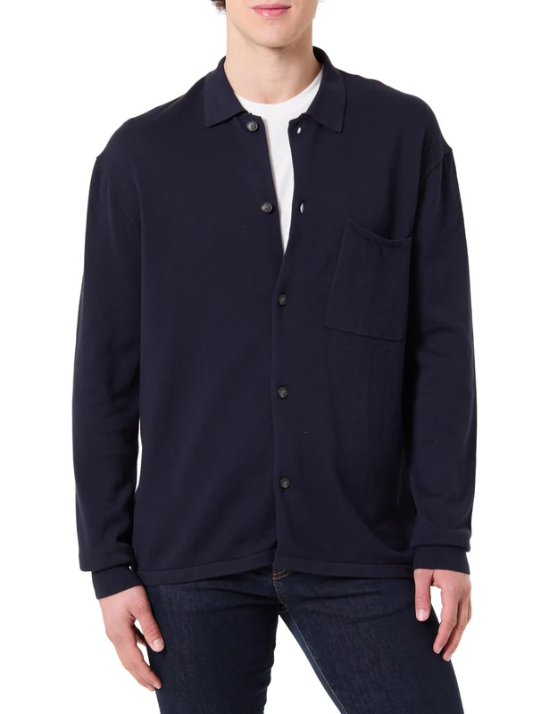 Tommy Hilfiger Men's Essential Cotton LS Over Shirt MW0MW40432 Other Sweaters, Blue, 3XL