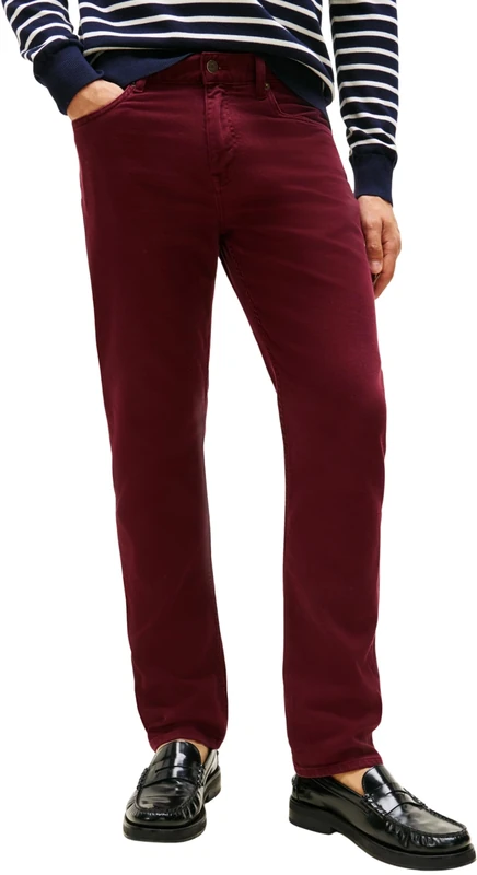 Tommy Hilfiger Men's Denton Straight Fit Jeans, Red (Deep Rouge), 32W/40L - Image 1
