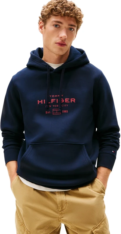 Tommy Hilfiger Men’s Oval Graphic Hoodie with Logo, Blue (Desert Sky), L
