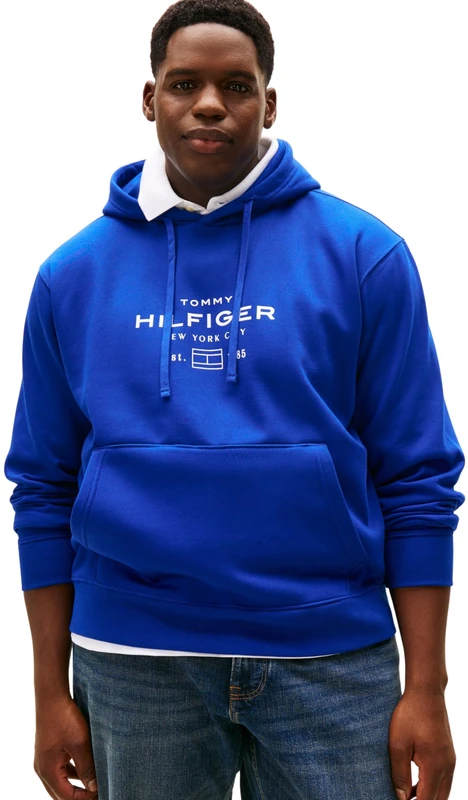 Tommy Hilfiger Men’s Oval Graphic Hoodie with Logo, Blue (Wedge Blue), 2XL