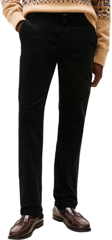 Tommy Hilfiger Men's Denton Corduroy Straight Fit Chinos, Black (Black), 38W/30L
