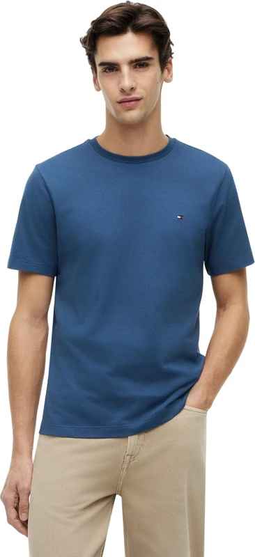 Tommy Hilfiger Men’s Short Sleeve Round Neck Seasonal Solid T-Shirt, Blue (Aegean Sea), S