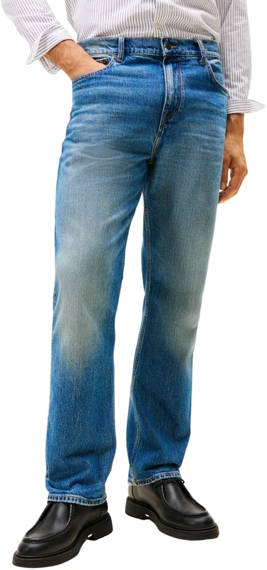 Tommy Hilfiger Men's River Relaxed Straight Leg Jeans, Blue (Sanford Blue), 33W/34L
