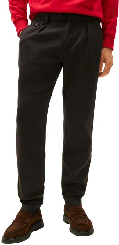 Tommy Hilfiger Men's Harlem Brushed Twill Tapered Fit Trousers, Black (Black), 40W/32L