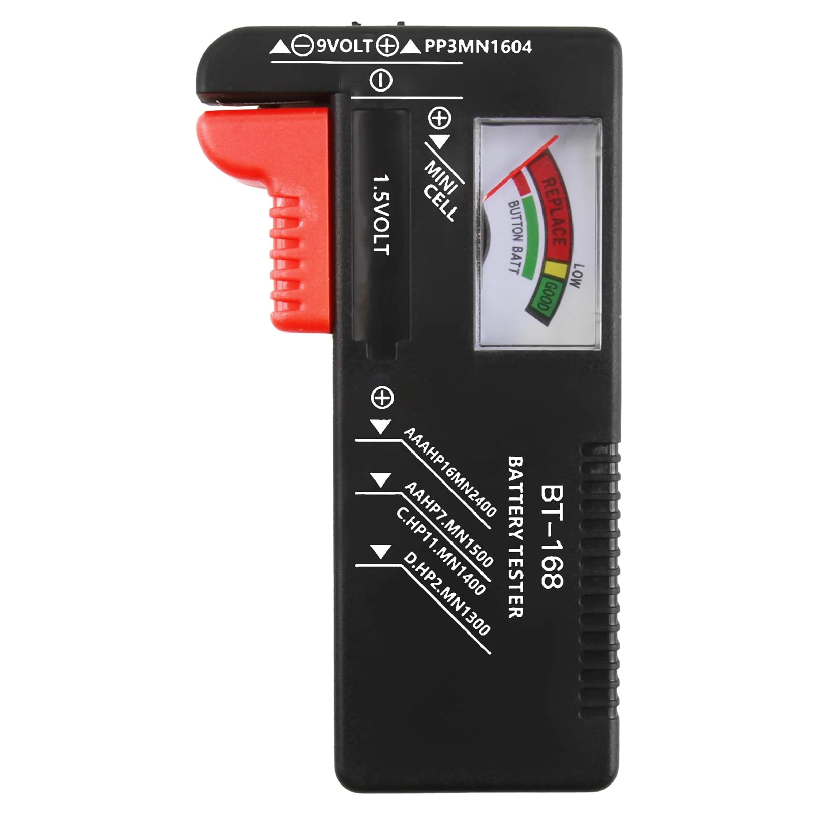 Analogue Battery Tester, Universal Battery Checker No Batteries Required BT-168 Household Battery Testers Multi Size Battery Tester Checker for AA AAA C D 9V 1.5V Button Cell Batteries