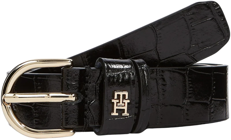 Tommy Hilfiger Women’s 2.5 cm Essential Effortless Mock Croc Belt, Black (Black), 33.5 inches