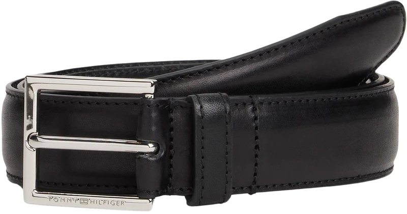 Tommy Hilfiger Men’s 3.0 cm Hudson Leather Belt, Black (Black), 33.5 inches