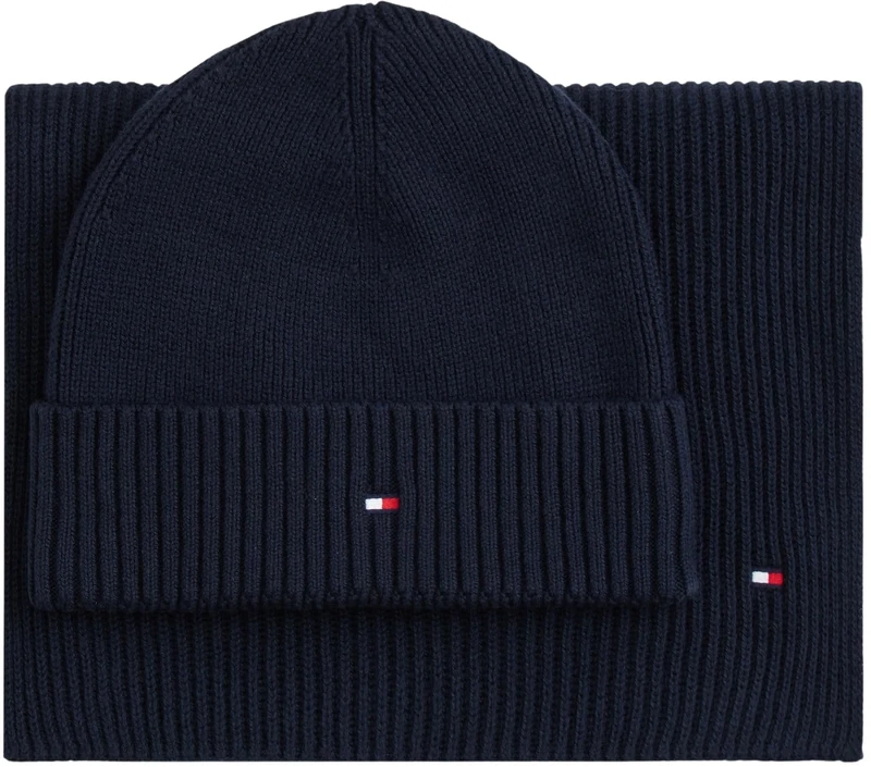 Tommy Hilfiger Men’s Flag Hat and Scarf Gift Set, Blue (Space Blue), One Size