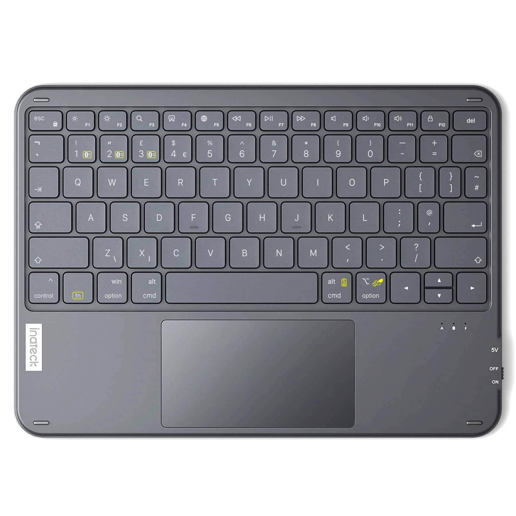 Inateck Tablet Bluetooth Keyboard with Touchpad, Ultra Slim Wireless Keyboard with Trackpad, Compatible with iPad/Windows/Tablet/Laptop/PC, KB01105