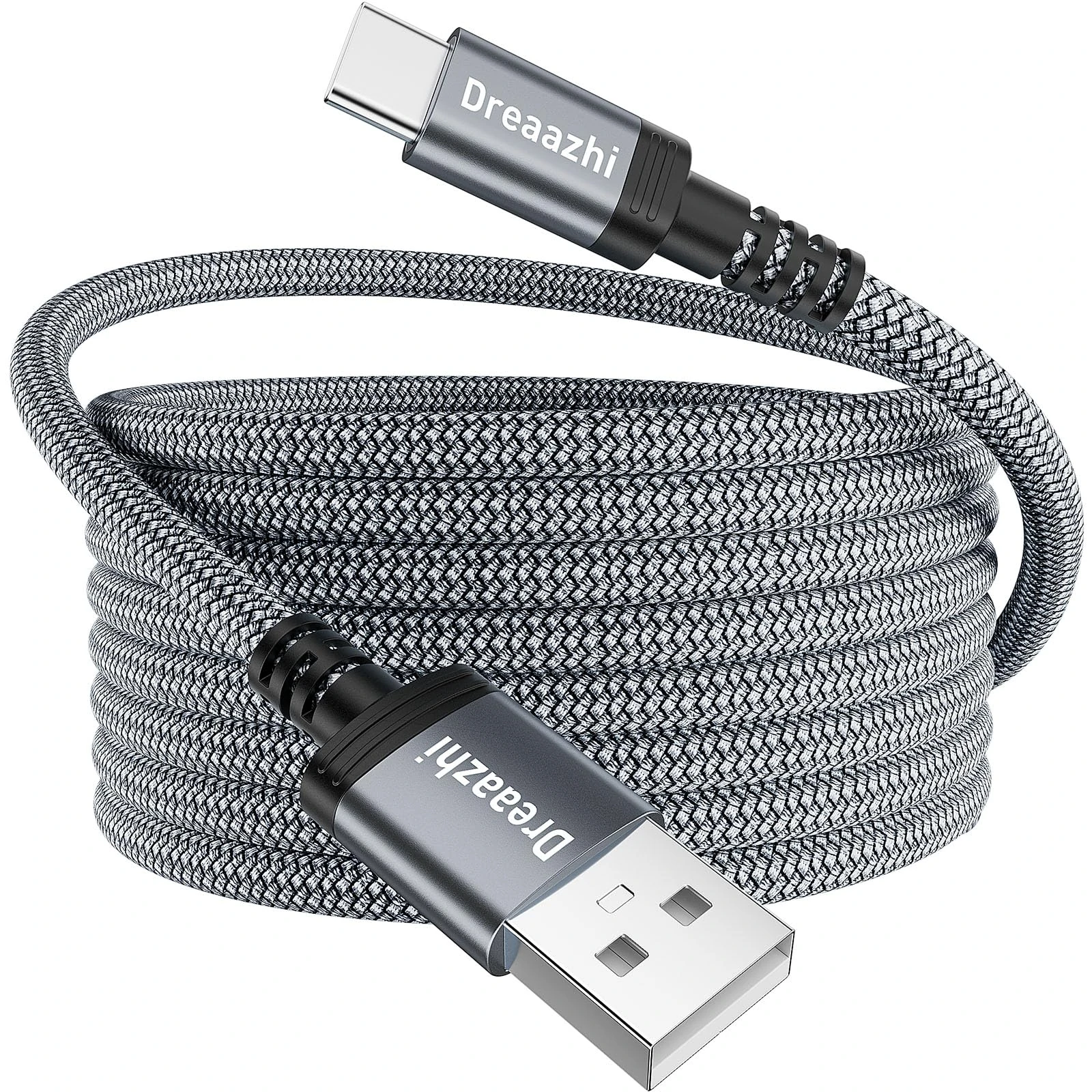 Dreaazhi Extra Long USB C Charging Cable 5M,3.1A Fast Charging Cable USB type C Braided for PS5 Controller,iPhone 15,Samsung Galaxy S10/S9/S8 Plus,Note 10 9 8,LG V30 V20 G6 G5,Moto,LG,HUWEI etc Grey