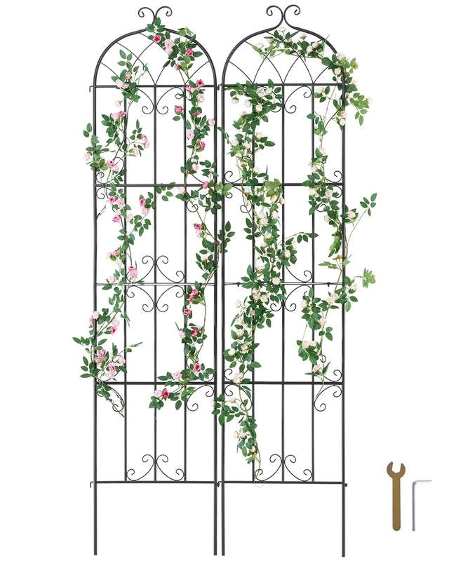 VEVOR Garden Trellis for Climbing Plants, 87 x 20 in, 2 Packs Rustproof Metal Garden Flower Trellis, Outdoor Climbing Rose Cucumbers Support, Decorative Clematis Trellis for Courtyards Lawns