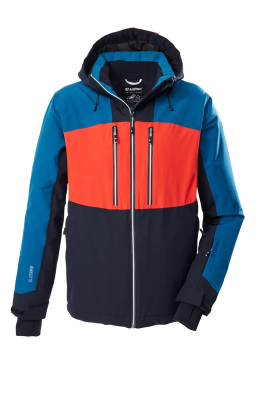 Killtec KSW 465 MN Men's Ski Jacket/Functional Jacket with Zip-Off Hood and Snow Guard Black Blue/Dark Orange XXL 43450-000
