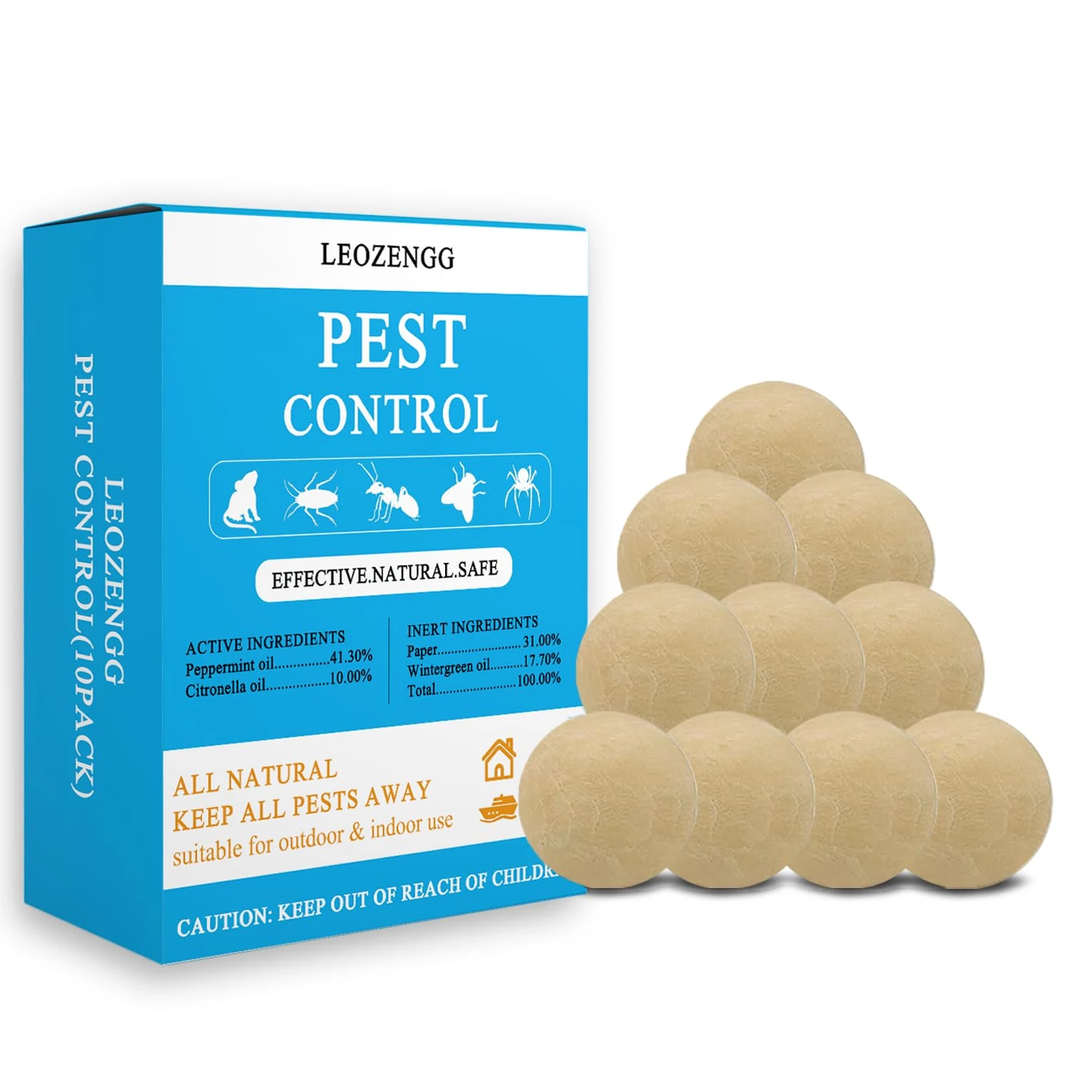 Pest Control Balls，Squirrel Repellent，Peppermint Oil Rodent Repellent,Moth Balls Repellent for Rats,Mice,Mosquitoes,Spider,Cockroach,Moths(10 Balls)