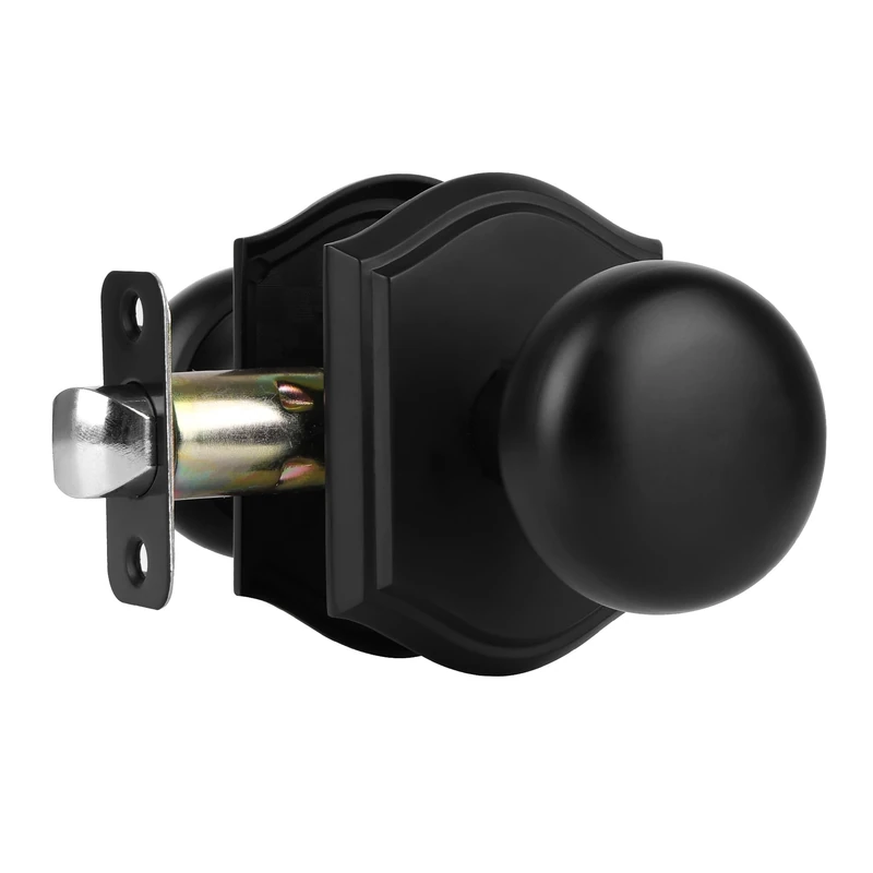 Newlaking Door Knobs Interior, Classic Decorative Matte Black Passage Door Knob Perfect for Bedroom or Bathroom Doors, Durable Stylish Hardware for Indoor Use- 1 Pack